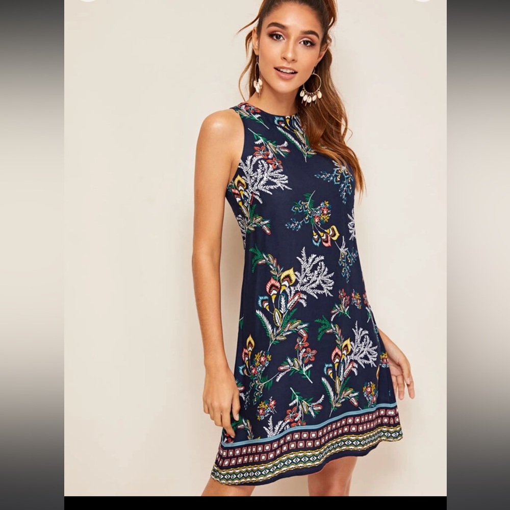Aztec Print Keyhole Back Dress